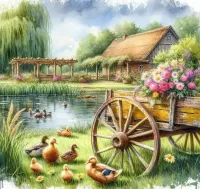 Пазл Пруд с утками