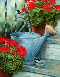 Пазл Пташки и лейка