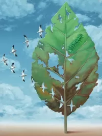 Пазл Птицы из листа