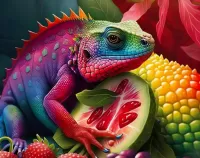 Пазл Разноцветная ящерица