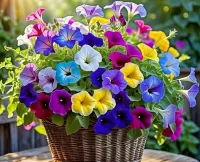 Пазл Разноцветные петунии