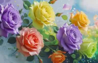Пазл Разноцветные розы