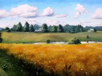 Пазл Деревня у реки