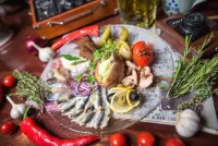 Пазл Рыбка с луком и лимоном