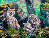 Пазл Рысья семья 