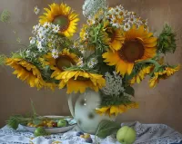 Пазл Ромашки и подсолнухи 