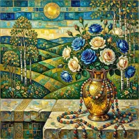 Пазл Розы и бусы