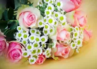 Пазл Розы и ромашки