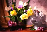 Пазл Розы и виноград