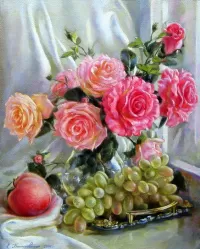 Пазл Розы на окне