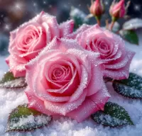 Пазл Розы на снегу