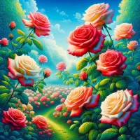 Пазл Розы в саду