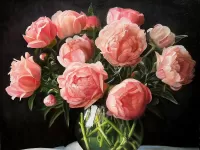 Пазл Розовые пионы