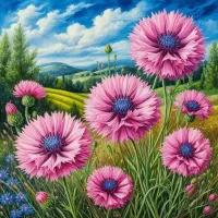 Пазл Розовые васильки