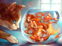 Пазл Русалка и кот