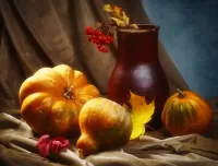 Пазл Рябина и тыквы