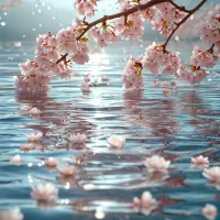 Пазл Сакура над водой