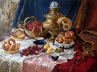 Пазл Самовар на столе