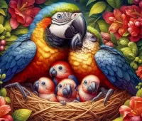 Пазл Семья попугаев 