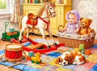 Пазл Щенок и игрушки 