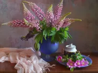 Пазл Шиповник и люпины