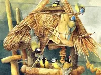 Пазл Синицы в кормушке