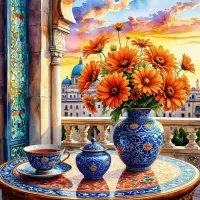 Пазл Синяя посуда