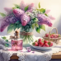 Пазл Сирень, духи, клубника
