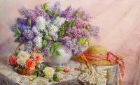 Пазл Сирень и розы