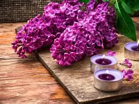 Пазл Сирень и свечи