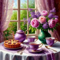 Пазл Сиреневый сервиз