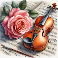 Пазл Скрипка и роза