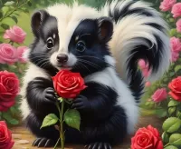 Пазл Скунс и роза