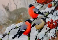 Пазл Снегири