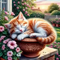 Пазл Спящий котенок