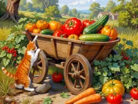 Пазл Телега с овощами 