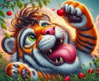 Пазл Тигр и вишня 