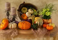 Пазл Тыквы на столе 