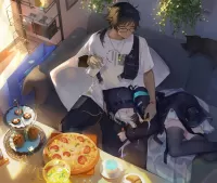 Пазл Трое и пицца