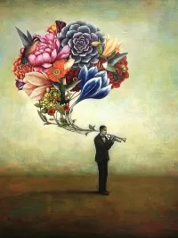 Пазл Трубач с цветами