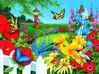 Пазл Цветы и бабочки 