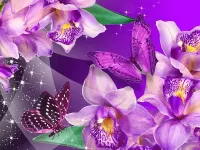 Пазл Цветы и бабочки