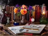 Пазл Цветы и книги