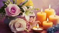 Пазл Цветы и свечи 