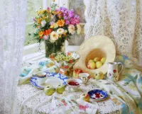 Пазл Цветы и яблоки