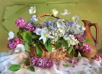 Пазл Цветы в корзине