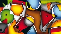 Пазл Цветные кони