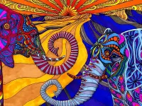 Пазл Цветные слоны