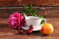Пазл Цветок и чай