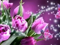 Пазл Тюльпаны и бабочки